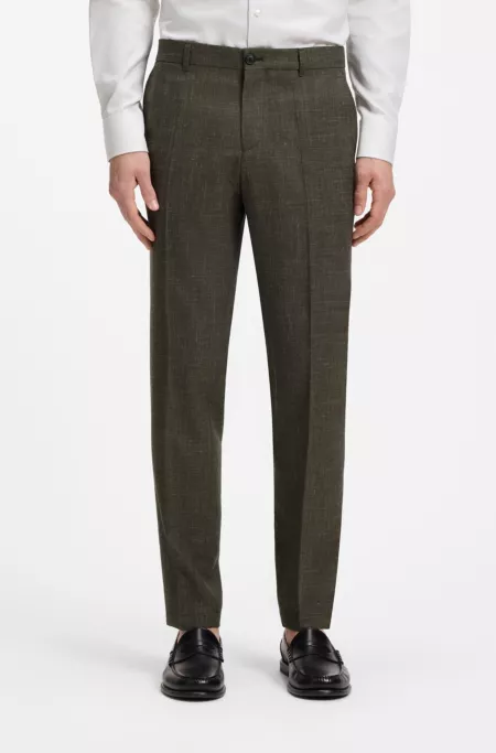 Slim-fit pants in virgin wool and linen