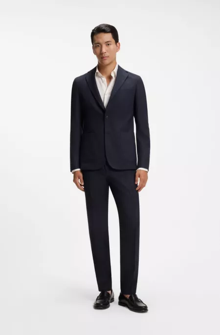 Slim-fit pants in virgin wool and linen