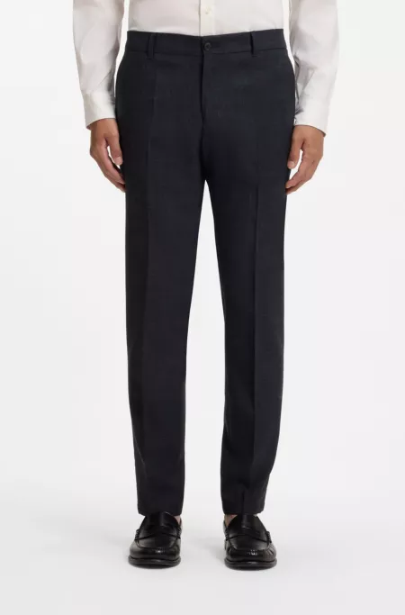 Slim-fit pants in virgin wool and linen