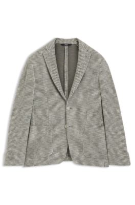 Slim-fit jacket in a patterned cotton blend, Light Green