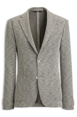 Slim-fit jacket in a patterned cotton blend, Light Green