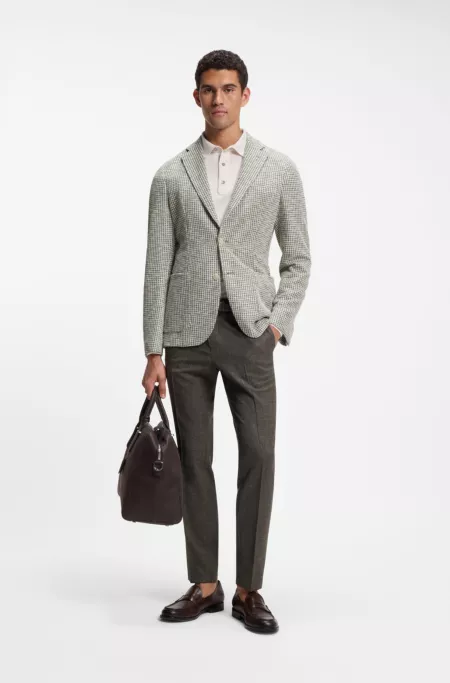 Slim-fit jacket in a patterned cotton blend