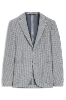 Veste Slim en coton m&eacute;lang&eacute; &agrave; motif, Bleu fonc&eacute;