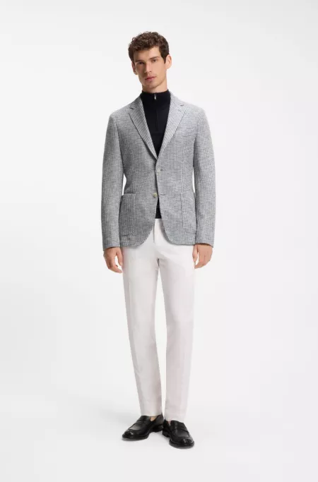 Slim-fit jacket in a patterned cotton blend