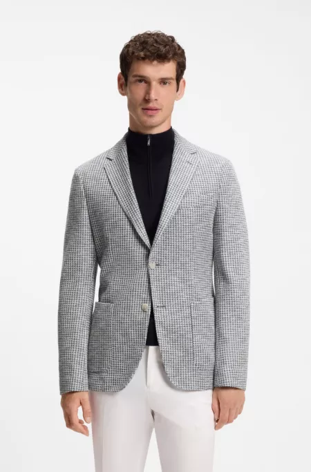 Slim-fit jacket in a patterned cotton blend