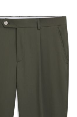 Pantalon Tapered en coton m&eacute;lang&eacute;, Chaux