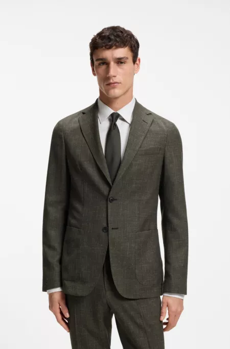Slim-fit jacket in virgin wool and linen