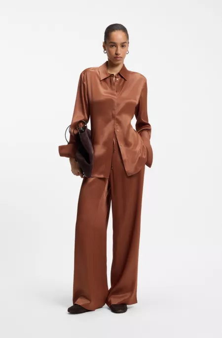 Regular-fit blouse in soft, lustrous fabric