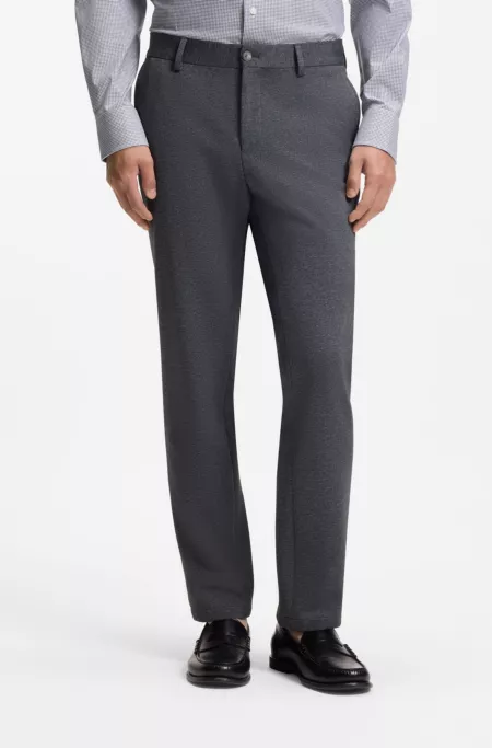 Slim-fit pants in micro-patterned fabric