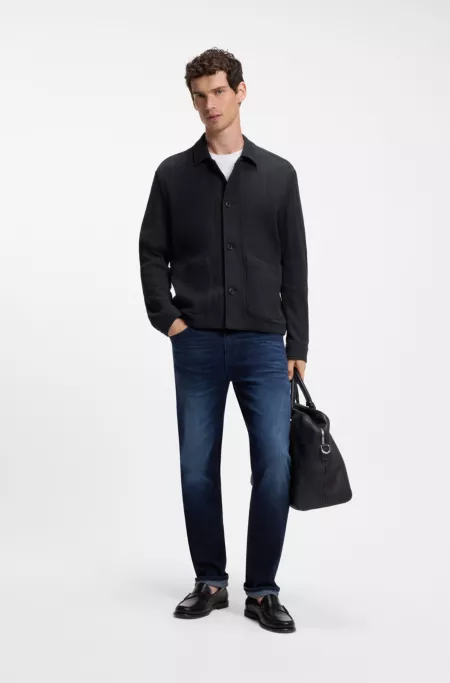 Relaxed-fit overshirt in striped cotton