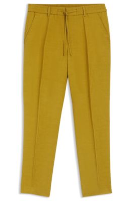 Tapered-fit pants with drawcord waist, Gold