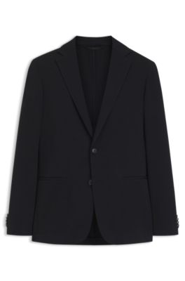 Blazer Slim en jersey de coton m&eacute;lang&eacute;, Noir