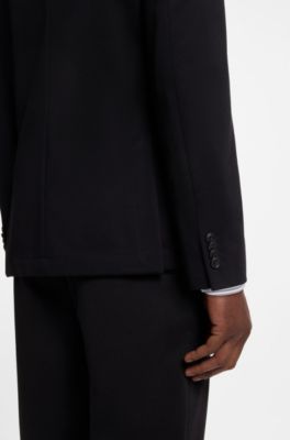 Blazer Slim en jersey de coton m&eacute;lang&eacute;, Noir