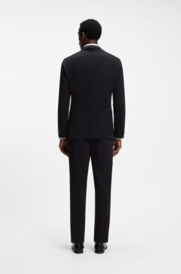 Slim-fit blazer in cotton-blend jersey, Black
