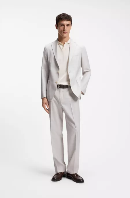 Slim-fit blazer in checked virgin wool and cotton
