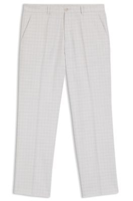 Pantalon droit en laine vierge et coton, Blanc