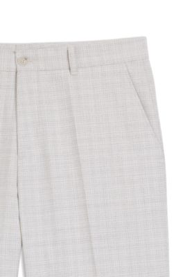 Straight-fit pants in virgin wool and cotton, White