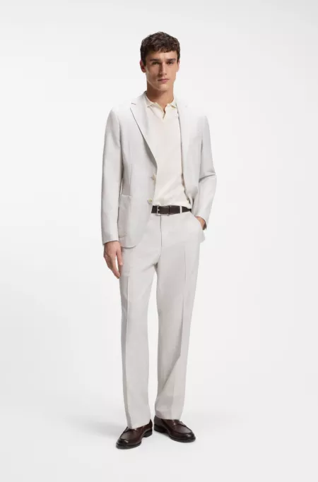 Straight-fit pants in virgin wool and cotton