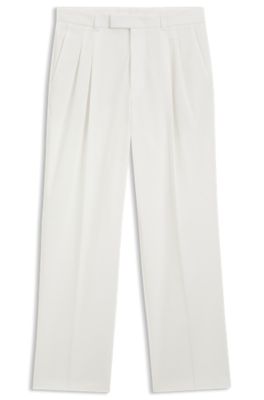Pantalones relaxed fit de algod&oacute;n el&aacute;stico, Blanco