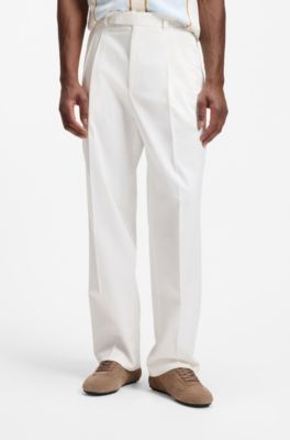 Relaxed-fit pants in stretch cotton, White