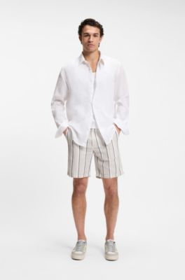 Regular-fit shirt in linen, White