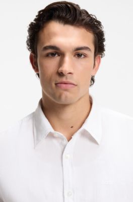 Regular-fit shirt in linen, White