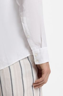 Regular-fit shirt in linen, White