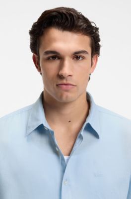 Regular-fit shirt in linen, Light Blue