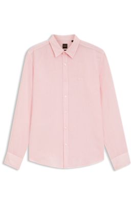Regular-fit shirt in linen, light pink
