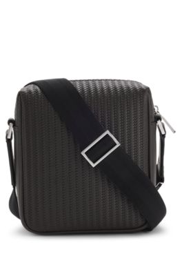 Bolso mensajero con estampado grabado, Marr&oacute;n oscuro