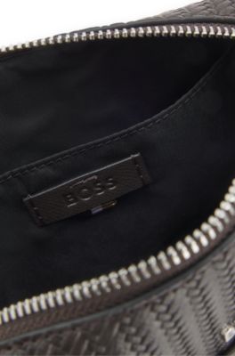 Bolso mensajero con estampado grabado, Marr&oacute;n oscuro