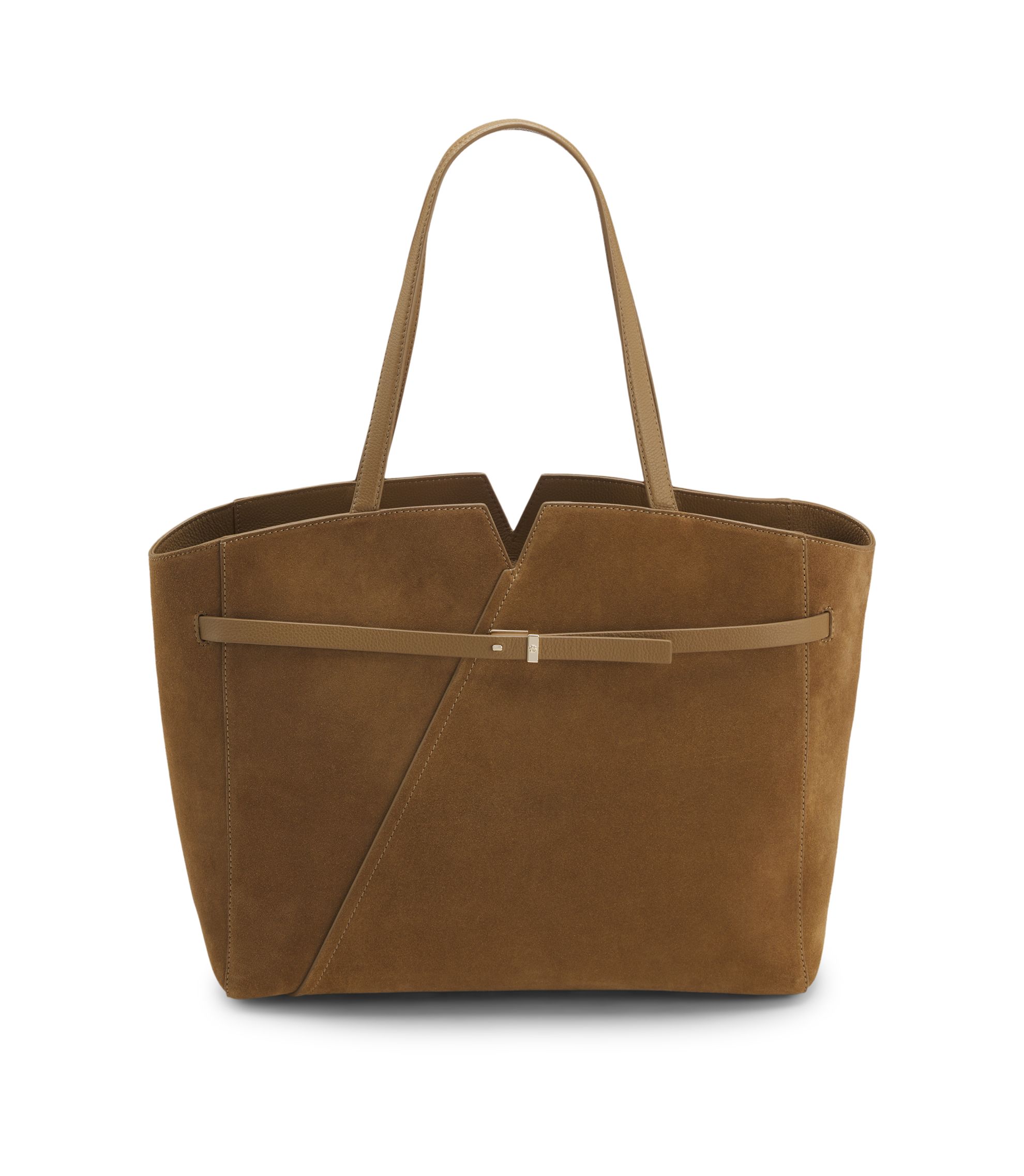 BOSS - BOSS REVERS tote bag in suede with belt detail - Beige
