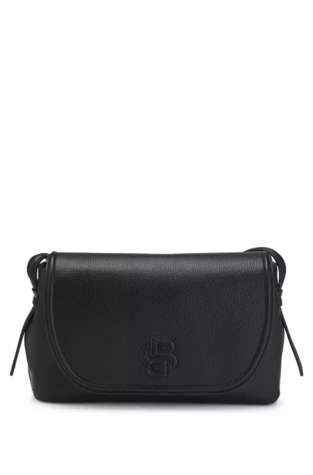 Grained faux-leather crossbody bag with Double B monogram