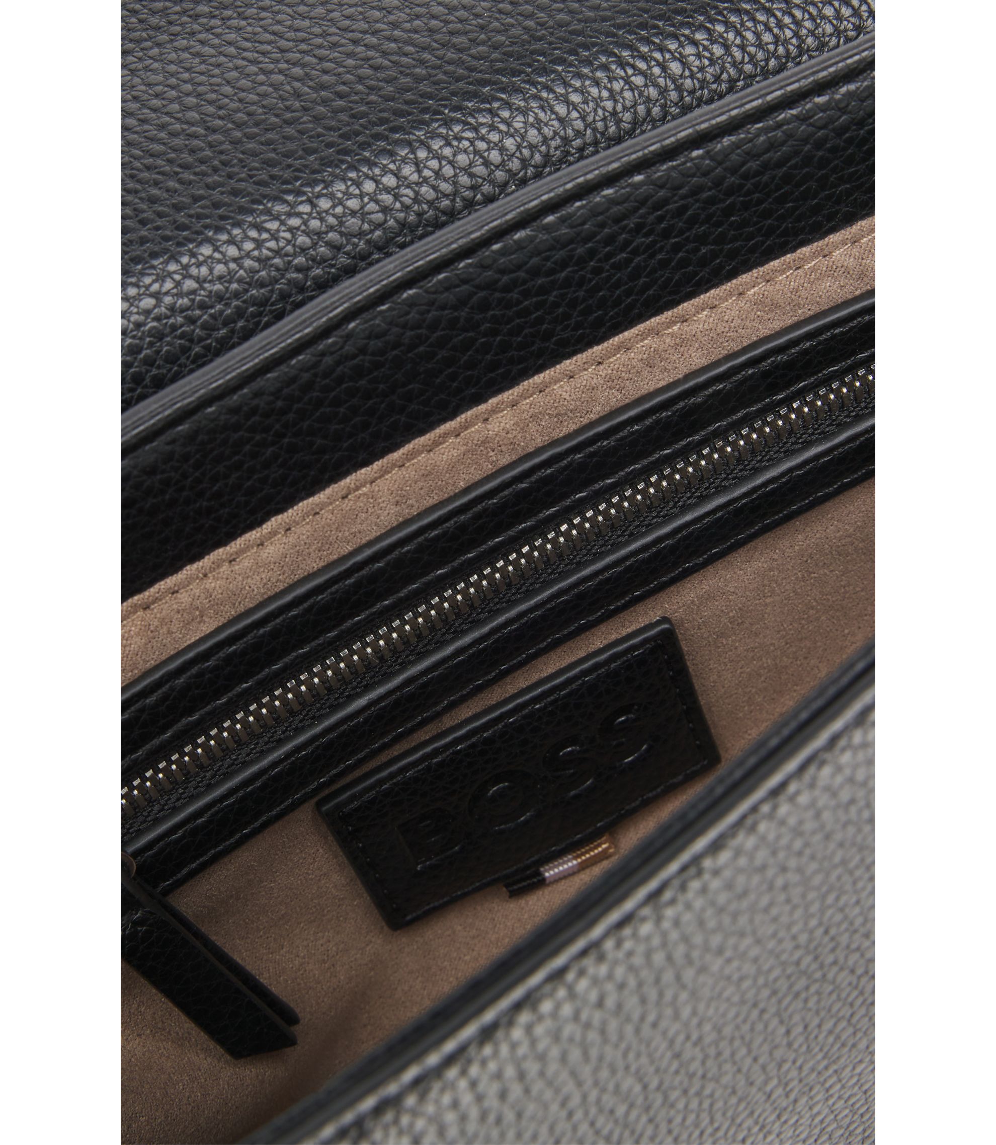 BOSS - Grained faux-leather crossbody bag with Double B monogram