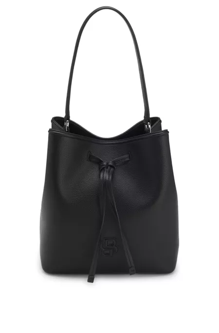 Grained faux-leather bucket bag with Double B monogram
