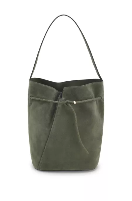 BOSS Revers suede bucket bag with braided belt