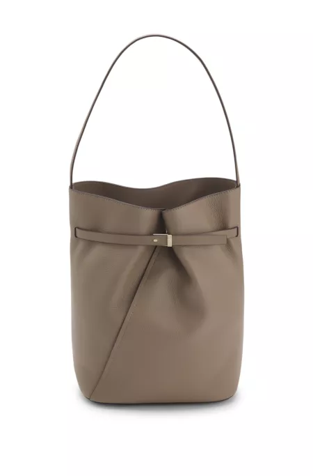 Leather bucket bag with gold-tone hardware
