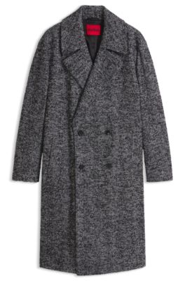 Double-breasted coat in a virgin-wool blend, Dark Grey