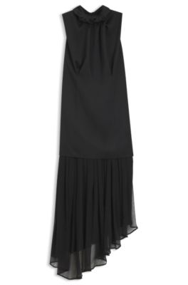 HUGO x entire studios satin and chiffon dress, Black