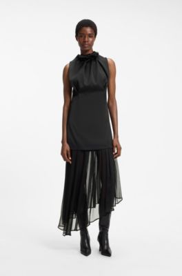 HUGO x entire studios vestido de sat&eacute;n y gasa, Negro