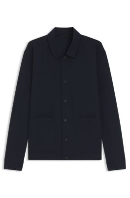 Surchemise coupe d&eacute;contract&eacute;e en seersucker performant, Bleu fonc&eacute;