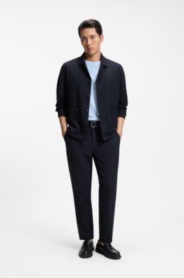 Surchemise coupe d&eacute;contract&eacute;e en seersucker performant, Bleu fonc&eacute;