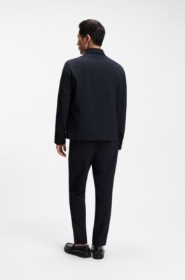 Surchemise coupe d&eacute;contract&eacute;e en seersucker performant, Bleu fonc&eacute;