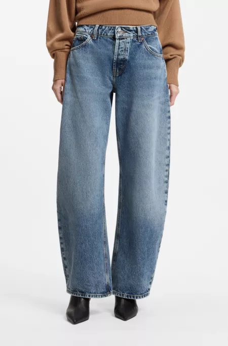 Barrel-fit jeans in soft-washed blue denim