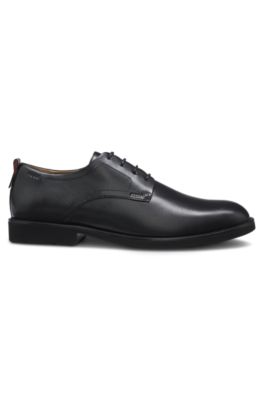 Chaussures derby en cuir avec logo en relief, Noir