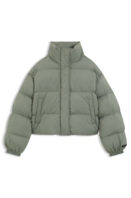 Water-repellent puffer jacket with stand collar, Light Green