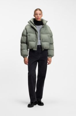 Water-repellent puffer jacket with stand collar, Light Green