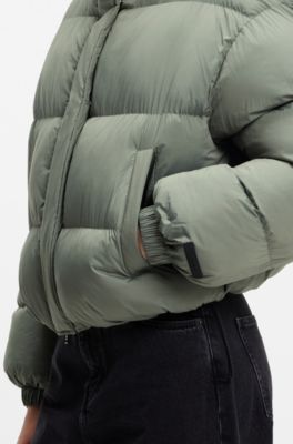 Water-repellent puffer jacket with stand collar, Light Green