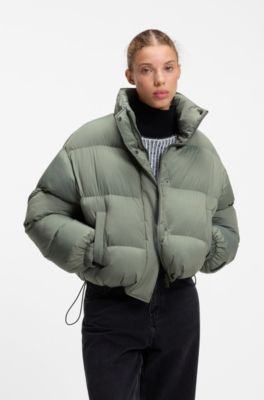 Water-repellent puffer jacket with stand collar, Light Green