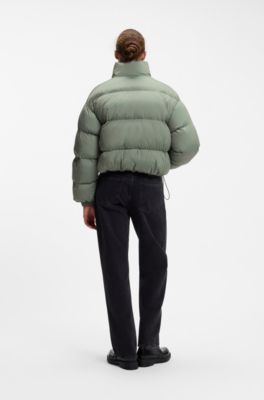 Water-repellent puffer jacket with stand collar, Light Green